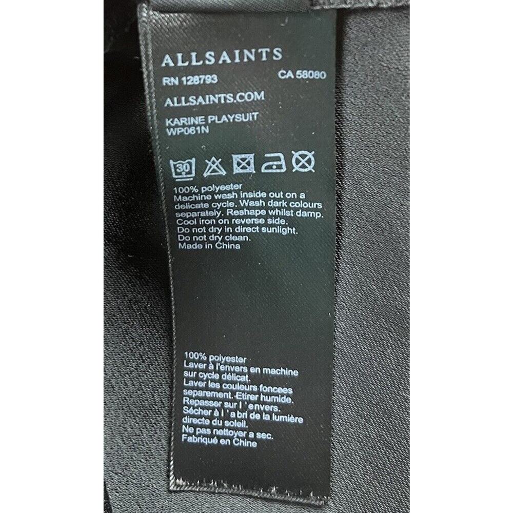 Allsaints Karine Playsuit Black Deep V-Neck Wrap-Over Belt Romper Size 6 - Picture 11 of 11